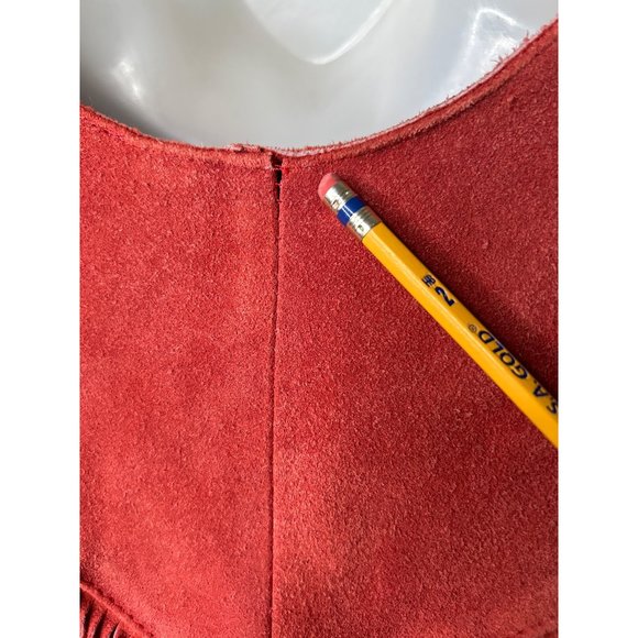 Pioneer Wear Sweater LARGE Cowgirl Cowboy Carter Fringe Suede Orange VTG 70s 80s - Picture 7 of 12